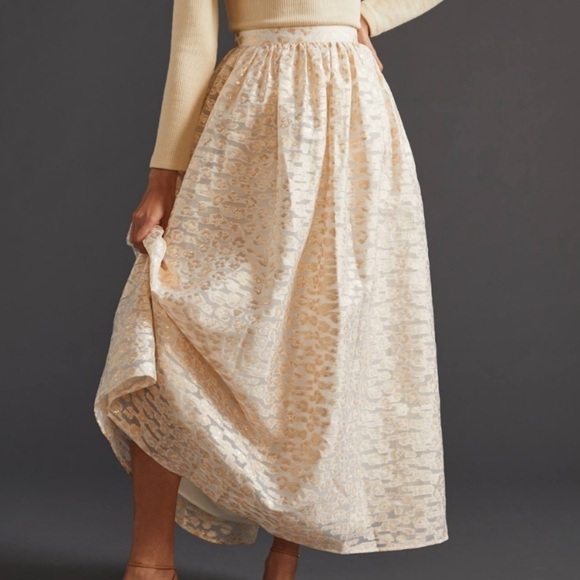 Anthropologie | Pankaj & Nidhi Metallic Burnout Shimmer Maxi Skirt Size L NWT - Picture 1 of 12